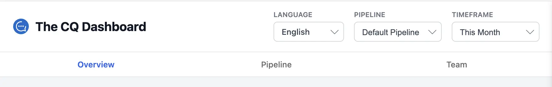 Overview and Pipeline tabs at the top of the dashboard