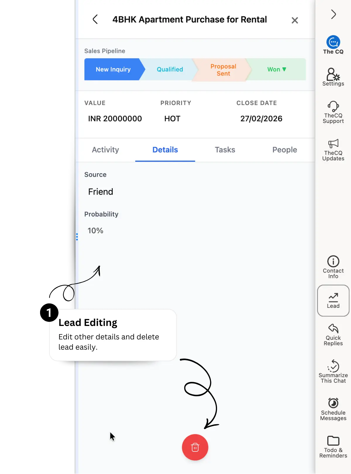 Lead Management Interface