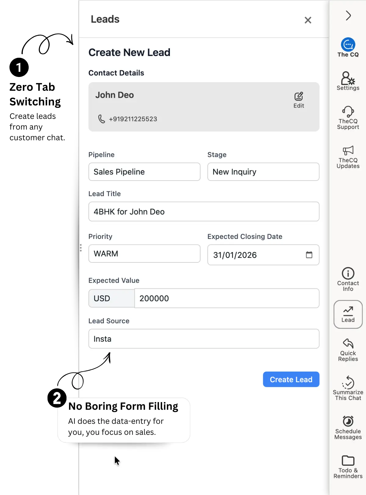 Lead Management Interface